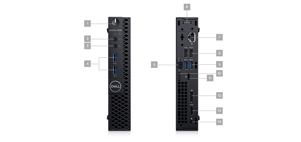 Optiplex 3060 micro - porturi & sloturi