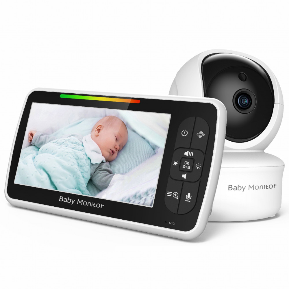 Camera Audio-Video pentru Supraveghere Bebelusi, ecran de 5 inch, display  LCD, Baby monitor HD, vedere nocturna cu infrarosu, monitorizare  temperatura | Okazii.ro