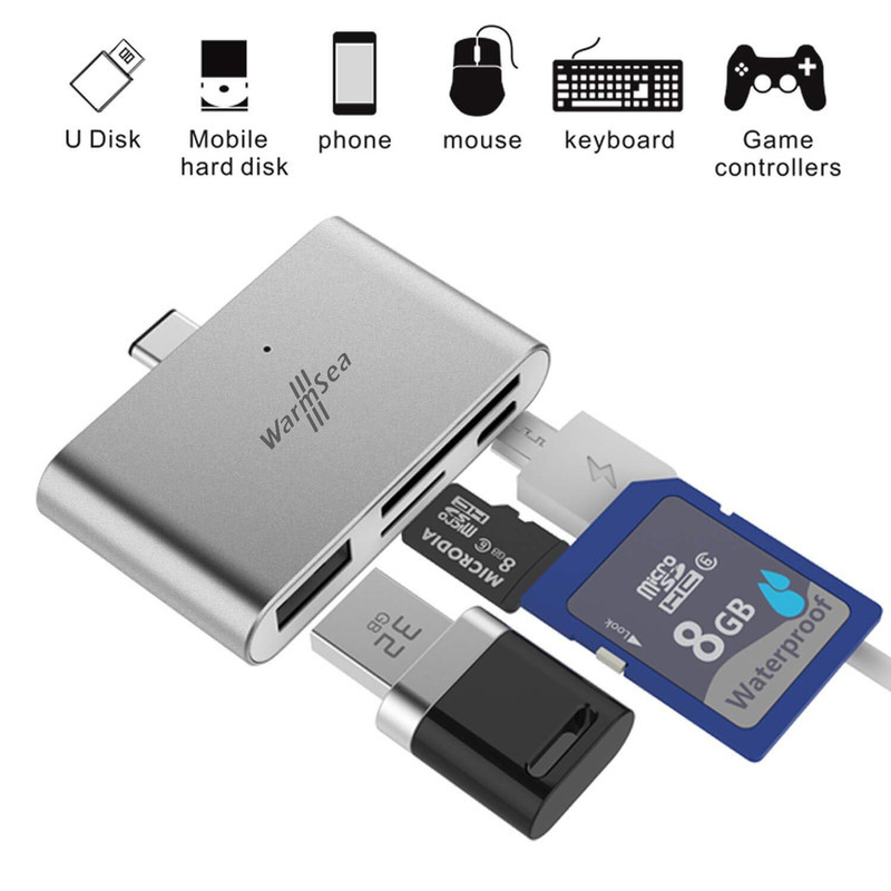 Card reader USB-C Type-C cititor card memorie: micro SD + SD + USB si micro  USB | arhiva Okazii.ro