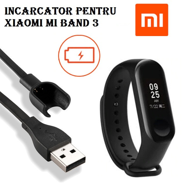 Incarcator USB pentru bratara fitness Xiaomi Mi Band 3, negru | Okazii.ro