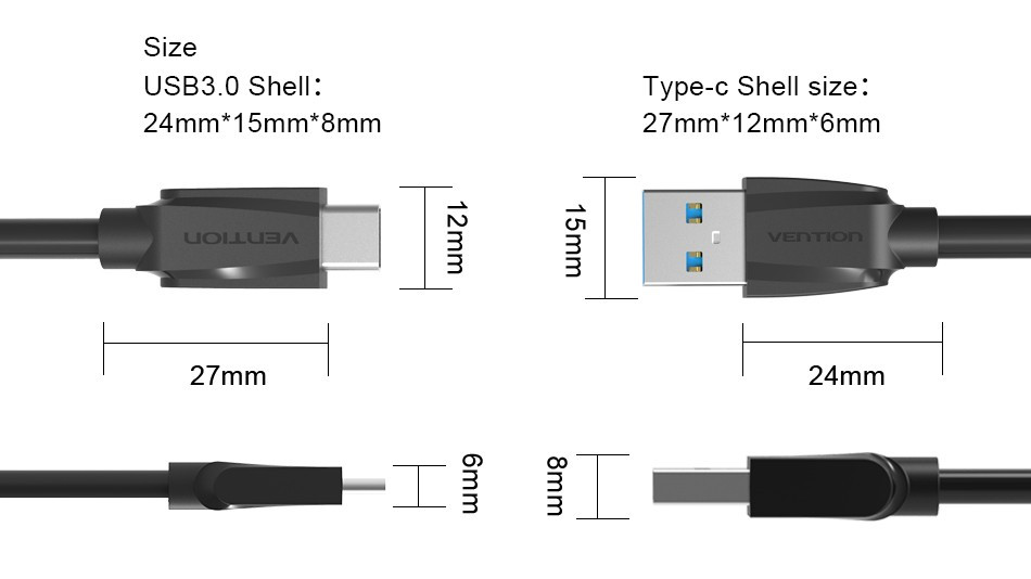 Vention VAS-A47 Type-C 3.0 USB Data Sync Charge Cable For Xiaomi Nokia Macbook MX5