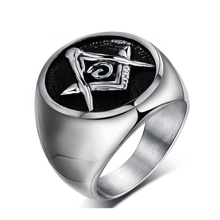 Inel barbati, Masonic Freemason, Inox , Argintiu | Okazii.ro