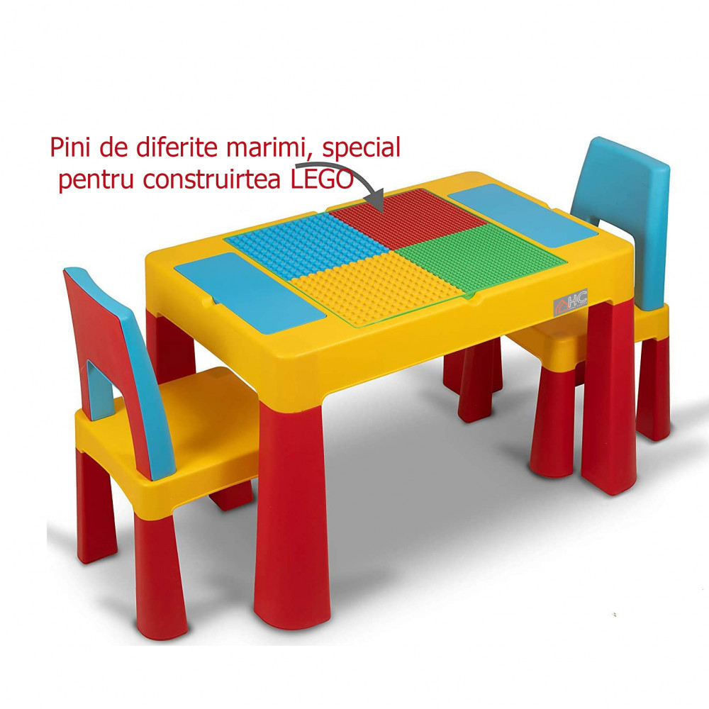 Set masa lego si 2 scaune, cu spatiu de depozitare pentru diferite  activitati | arhiva Okazii.ro