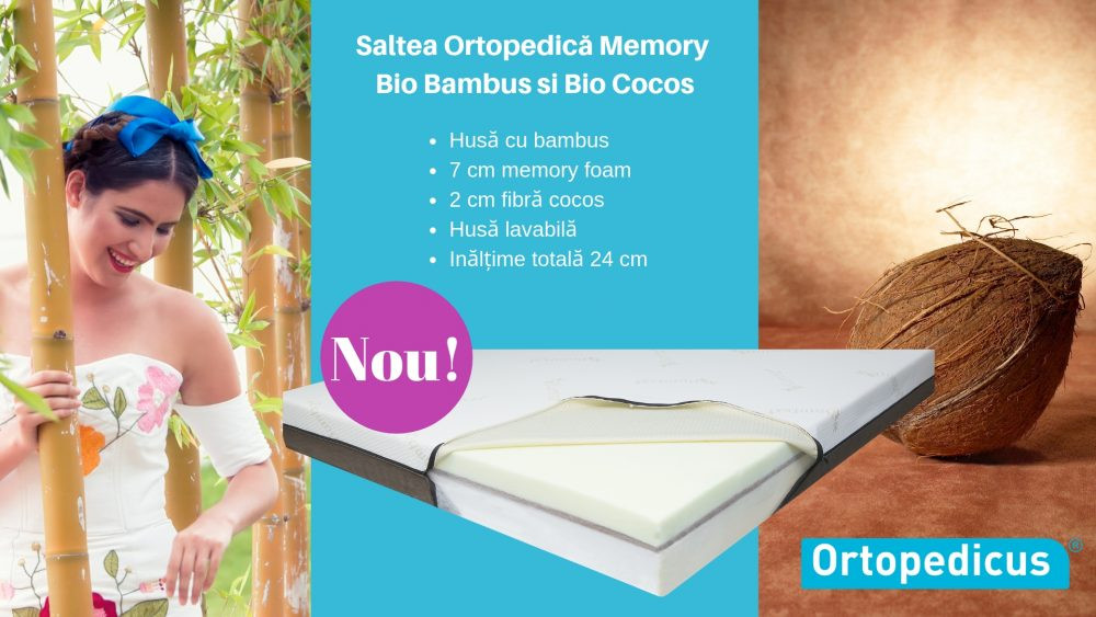 Saltea Memory 7 cm HD, Bio Bambus si Bio Cocos