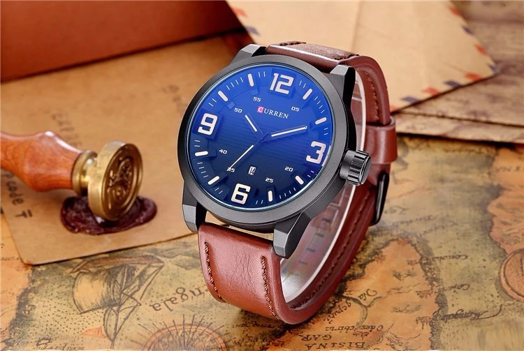 CURREN 8241 2017 Curren Round Dial Quartz Analog Wrist Watch High quality Leather Band For Unisex