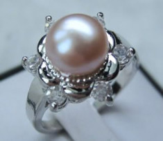 inel perla roz placat cu aur 18k foto