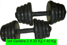 GANTERE CAUCIUCATE - SET 40 KG - 2 X 20KG - LIVRARE in toate orasele / comune / sate foto