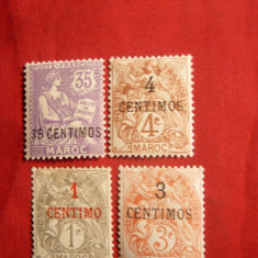 Serie mica Uzuale supratipar 1907 Maroc Colonie Fr. ,4 val.