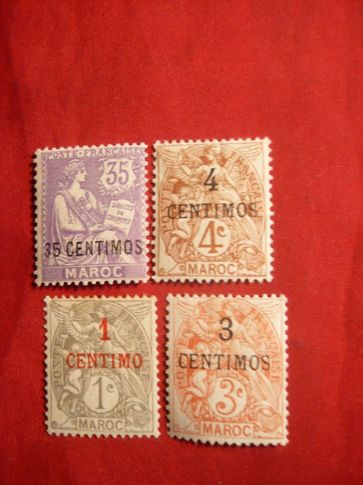 Serie mica Uzuale supratipar 1907 Maroc Colonie Fr. ,4 val.