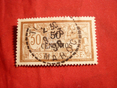 Timbru 50 C supratip. 50 C Maroc Oc.Fr.1902 ,1 val.stamp. foto