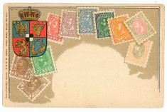 418 - ROMANIA - Sigla REGALA,Vedere cu timbre Spic de Grau - Carol I - old PC - unused foto