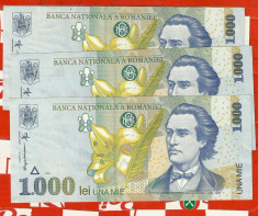 LOT 1000 lei 1998 seria 003B-3 serii consecutive-431-2-3 foto