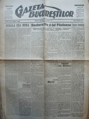 Gazeta Bucurestilor , 4 martie 1918 , ziar tiparit sub ocupatia Capitalei foto
