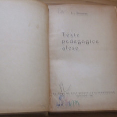 JEAN JACOUES ROUSSEAU -- Texte Pedagogice alese -- 1960, 291 p.