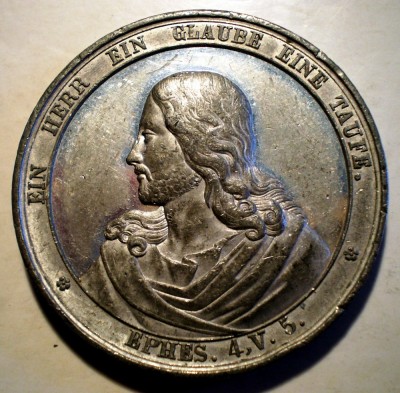 C.435 MEDALIE IISUS HRISTOS BOTEZUL DOMNULUI GRAVOR DRENTWETT 40mm foto
