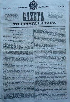 Gazeta Transilvaniei , Brasov , nr. 20 , 1858 foto