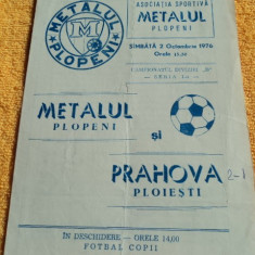 Program fotbal Metalul Plopeni - Prahova Ploiesti 02.10.1976