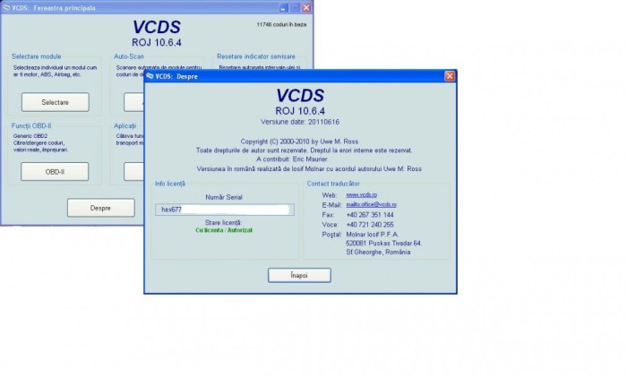 Interfata diagnoza VAG Com VCDS 10.6.4 ROJ - in Limba Romana foto mare Interfata diagnoza VAG Com VCDS 10.6.4 ROJ - in Limba Romana foto mare