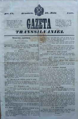 Gazeta Transilvaniei , Brasov , nr. 41 , 1858 foto