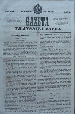 Gazeta Transilvaniei , Brasov , nr. 49 , 1858 foto