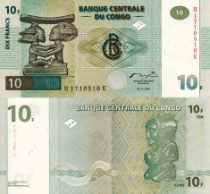 CONGO 10 francs 1997 UNC!!! foto