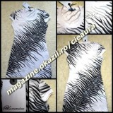 Rochie Scurta Cristale Zebra Alb Negru Italy, Maneca Scurta, Rochie de Seara Club, Viscon Lycra, Imprimeu Modern