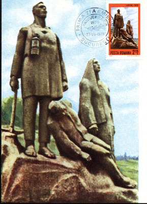 Carte maxima Monumentul Minerilor din Lupeni, Romania foto