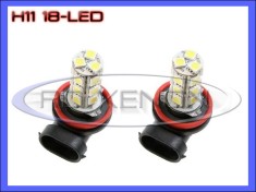 BEC AUTO LED LEDURI - H11 18-SMD - LUMINI DE ZI, FAZA LUNGA (FLASH), PROIECTOARE - CULOARE ALB XENON 6000K foto