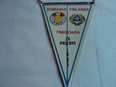 Fanion fotbal ROMANIA - FINLANDA 28.08.1985 foto