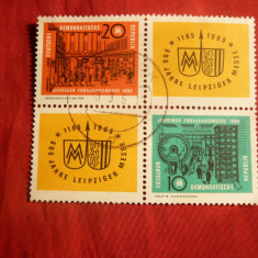 Serie-Bloc -800 Ani Targ Leipzig 1964 DDR ,2 val.+2 vignete stamp.