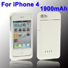 Baterie Externa Apple iPhone 4/4s Alb cu carcasa incarcator/acumulator extern gadget ! foto