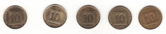 Israel lot 5 monede x 10 agorot ani diferiti 1987-2007 foto