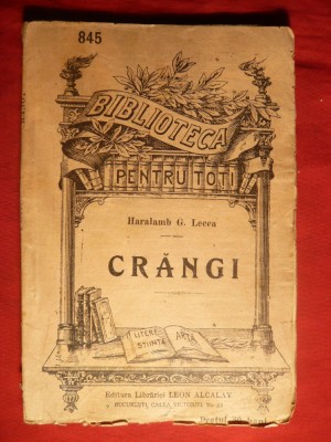 Haralamb G. Lecca - Crangi -Nuvele BPT nr.845 -cca.1913 , 96 pag foto