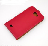 Husa piele rosie Samsung Galaxy Note i9220 + folie ecran + expediere gratuita toc flip, Cu clapeta