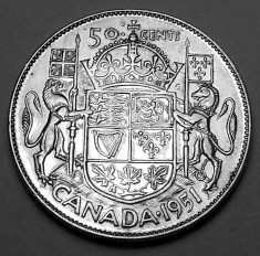 50 Cents (Centi) 1951 - Canada - George VI - Argint - (1) foto