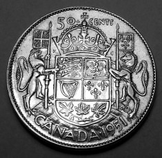 50 Cents (Centi) 1951 - Canada - George VI - Argint - (3) foto