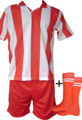 Echipamente de fotbal rosu-alb model 1 - copii foto
