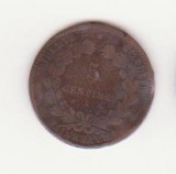 Moneda Franta - 5 Centimes 1877 - Foarte rara - litera K - Bordeaux, Europa