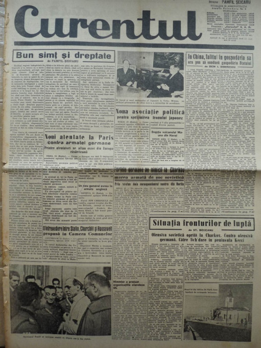 Ziarul Curentul , director Pamfil Seicaru , 21 mai 1942 , articole din razboi