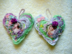 Mixed Media Home Decor Vintage Hearts foto