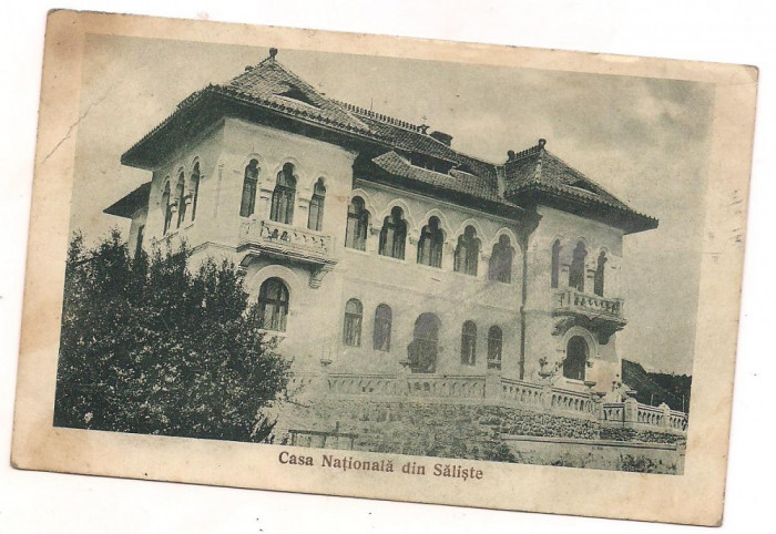 carte postala(ilustrata)-SIBIU-SALISTE-Casa nationala anul 1935