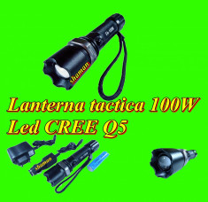 Lanterna Zoom Led Cree Q5 Lupa Acumulator Baterii Militara Profesionala Tactica Duraluminiu Tratat Waterproof 100w foto