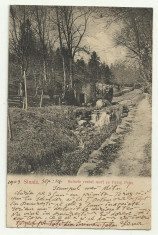 cp SINAIA : RUINELE VECHEI MORI PE PARAUL PELES - U.P.U.,circulata 1903,timbru foto