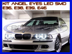 KIT INELE ANGEL EYE EYES MODEL 2014 IMBUNATATIT - 84 LED SMD 3528 - BMW E36, E38, E39, E46 - CULOARE ALB XENON 6000K foto