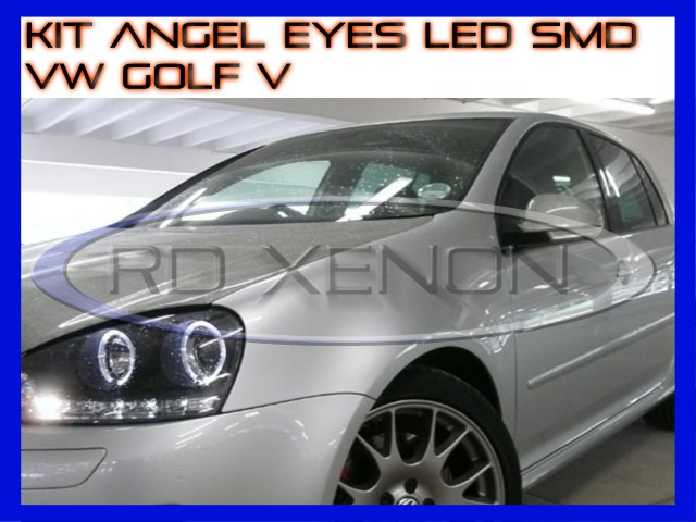 KIT INELE ANGEL EYE EYES CU LED SMD - VW GOLF 5 - CULOARE ALB XENON 6000K,  Universal, ZDM | Okazii.ro