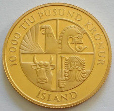 Moneda aur Islanda 1974 tiraj mic Proof 15.5 grame foto