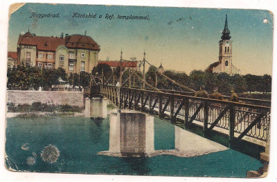 carte postala(ilustrata) ORADEA Pod peste Cris anul 1921 foto