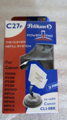 1184plu Kit refill pt 3 incarcari cartus negru Canon CLI-8BK Pelikan Power Pad cu sistem smart de autoincarcare instructiuni de folosire in ambalaj or foto