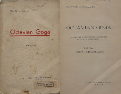Taslauanu, Goga, Amintiri si contributii la istoricul revistei Luceafarul, 1939 foto