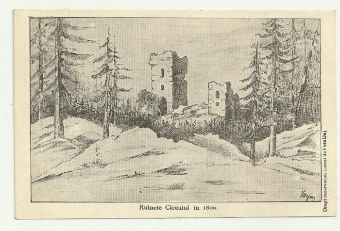 RUINELE CETATII CICEU (BISTRITA-NASAUD) IN 1866 - interbelica